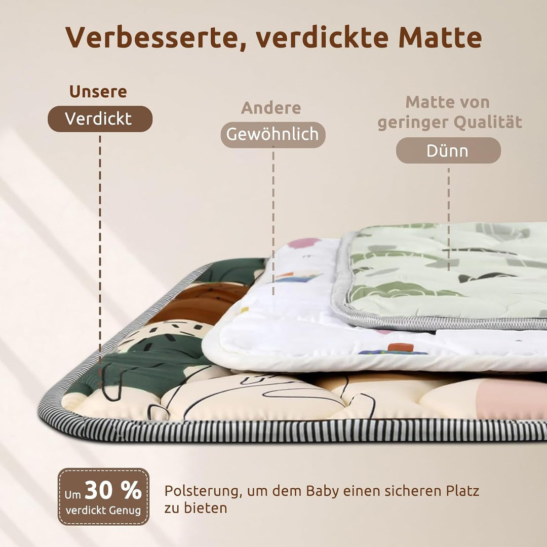 Baby Spielmatte 127x127cm Krabbelmatte, Dicke Weiche Polsterschaum Krabbeldecke für Babys und Kleink