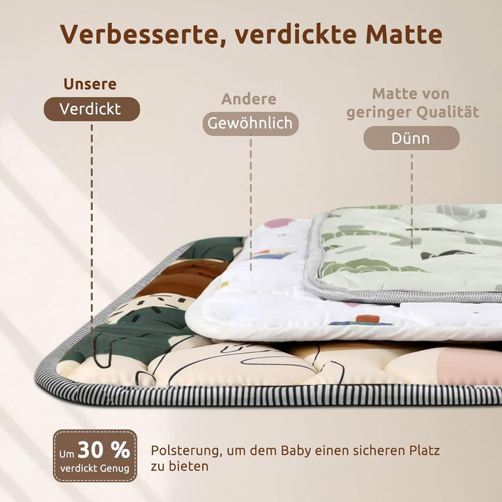 Baby Spielmatte 127x127cm Krabbelmatte, Dicke Weiche Polsterschaum Krabbeldecke für Babys und Kleink