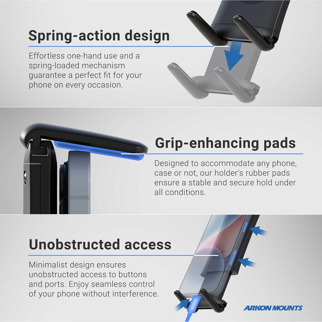 ARKON Kfz-Halterung für iPhone 7, 6S, 6 Plus, iPhone 7 6S, 6, Galaxy Note 5, 4, S7, Schwarz, Halteru