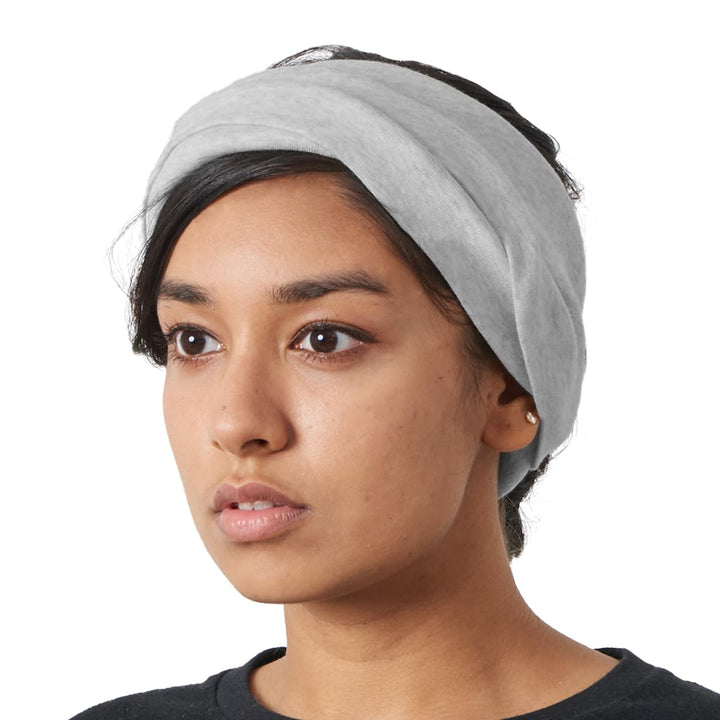 CHARM Bio Baumwolle Stirnband Halstuch - Loop Schal Schlauchtuch Maskenschal Hellgrau, Hellgrau