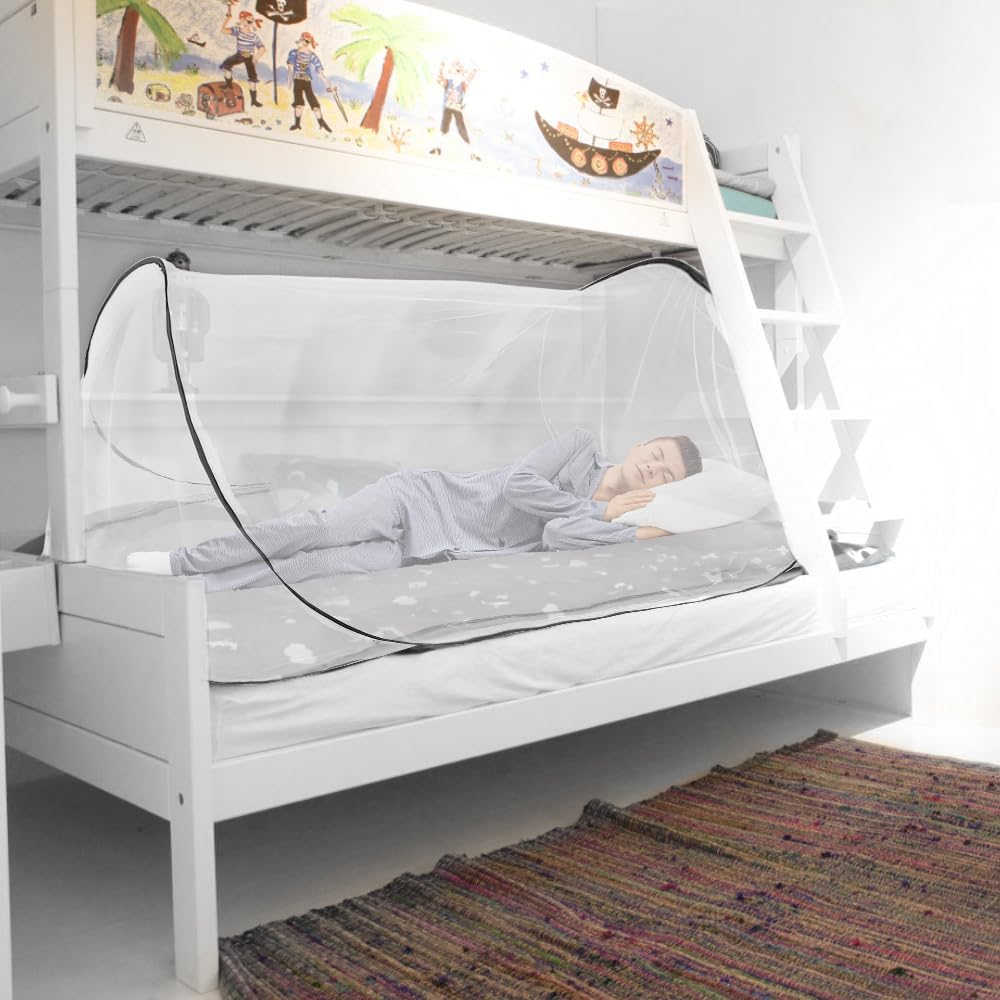 mizikuu Moskitonetz Pop Up, Faltbares Mückennetz 200 x 80 x 60 cm Einstellbare Grösse Moskitonetz Re