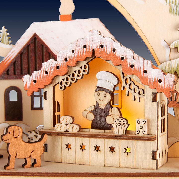 BRUBAKER Adventskalender zum Befüllen - Weihnachtsdorf 2025 - Weihnachtskalender aus Holz mit LED Be