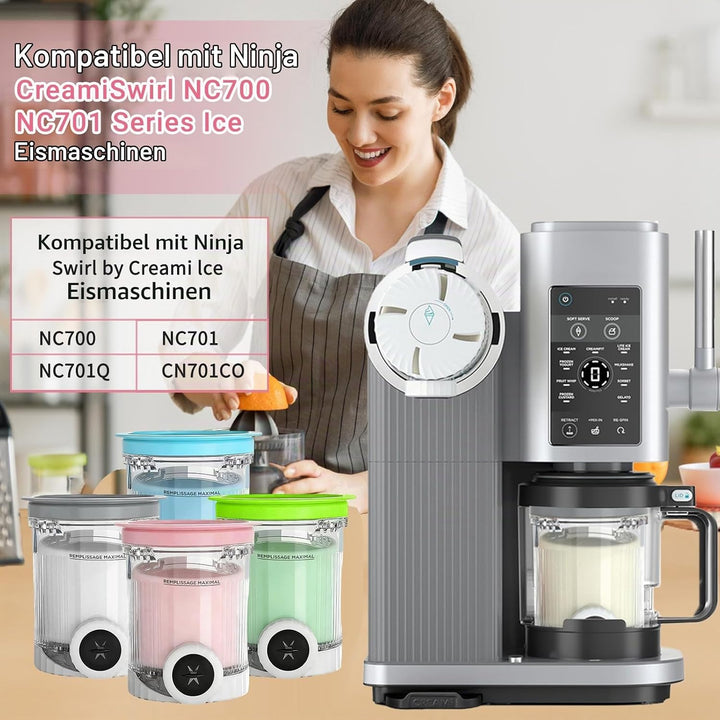 DAZZTIME Behälter für Ninja Creami Deluxe Pints,4 Stück Ersatz für Ninja Creami Deluxe Pints und Dec