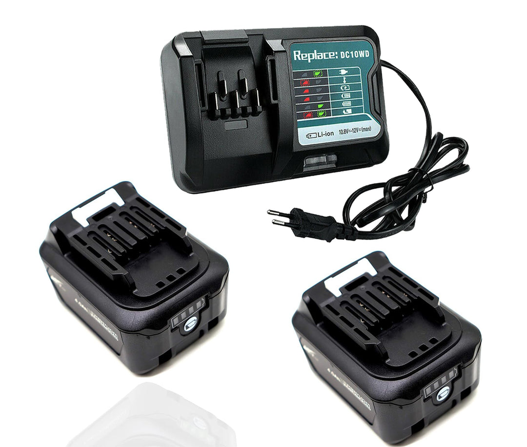 2 Stück 10.8V~12V 4.0Ah BL1041B Akku + Ladegerät BL1040B BL1016 BL1041B für Makita Tool DF031D DF033