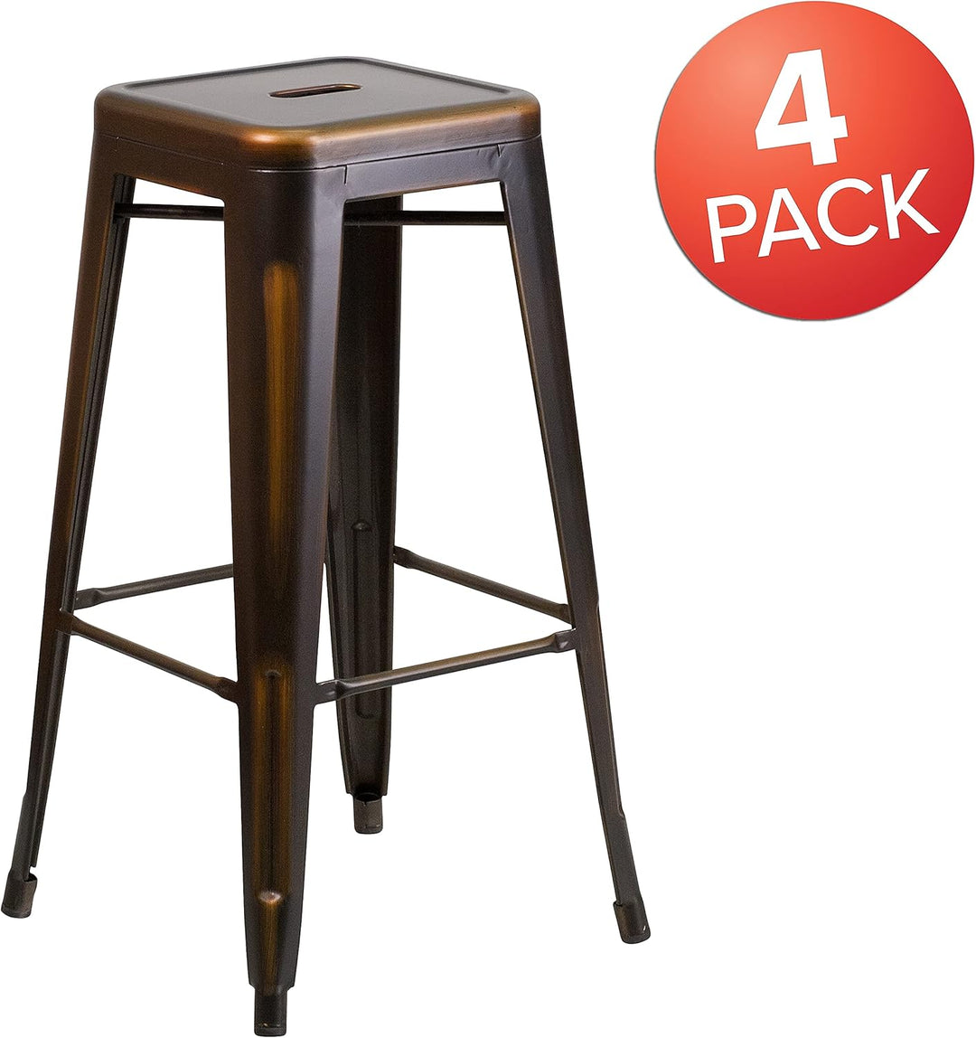 Flash Furniture Kai Barhocker, kommerzielle Qualität, 76,2 cm hoch, rückenfrei, Kupfer im Used-Look,