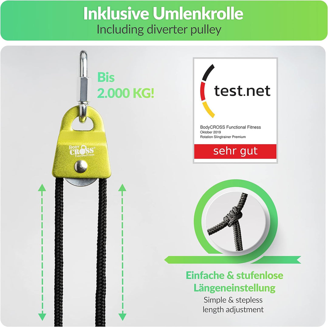 PREMIUM Schlingentrainer Komplett Set, Made in Germany, geprüft & zertifiziert, 2 Slingtrainer im Kr