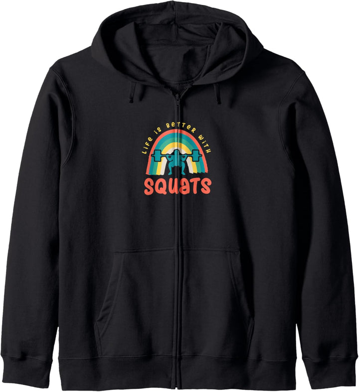 Life with Squats Powerlifter Ironic Spruch Gym Kapuzenjacke