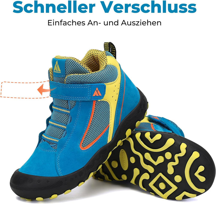 Mishansha Kinder Wanderschuhe Trekking Wanderstiefel Outdoor Trekkingschuhe 26 EU Verkehrsblau, 26 E