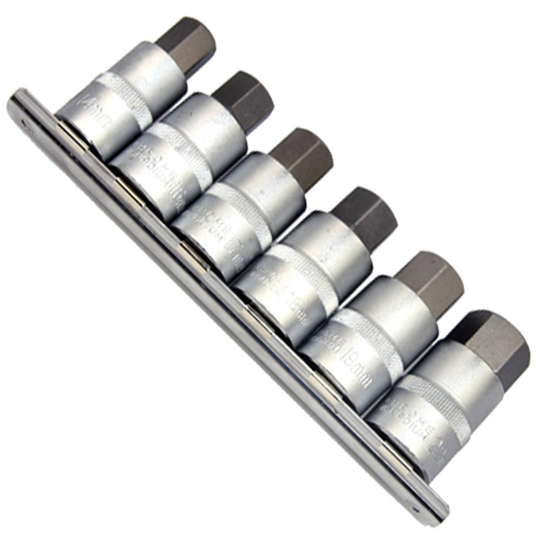 6 x EXTRA KURZE Kraft Steckschlüsselsatz/Schraubendreher-Einsätze Stecknüsse 14-22 mm Innensechskant