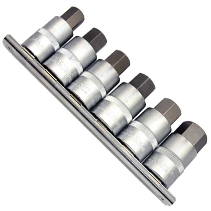 6 x EXTRA KURZE Kraft Steckschlüsselsatz/Schraubendreher-Einsätze Stecknüsse 14-22 mm Innensechskant
