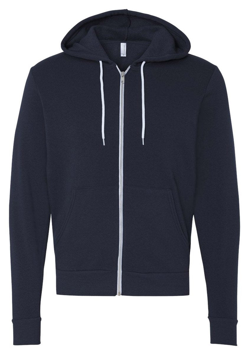 Bella+Canvas Unisex Sweatjacke Poly-Cotton Full Zip Hoodie Blau Navy XL