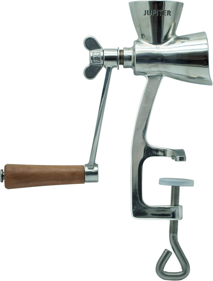 Jupiter Mohnmühle Leinsamenmühle Ölsaatenmühle creme, retro Edelstahl Küchenhelfer Handgerät manuell