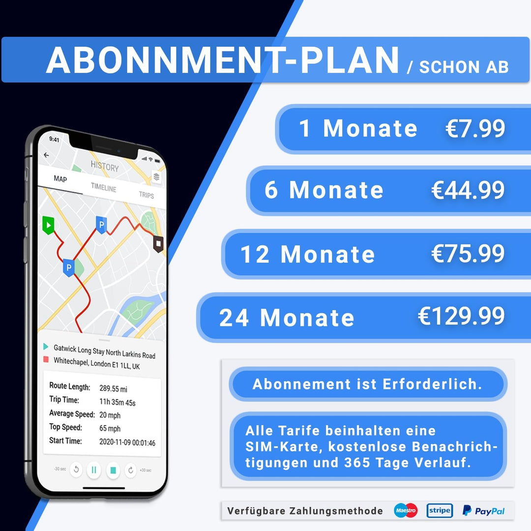 GPSLive 104 PRO 4G Magnetisch GPS Tracker Auto, Wohnmobil, KFZ | Einfache Installation | Livetrackin