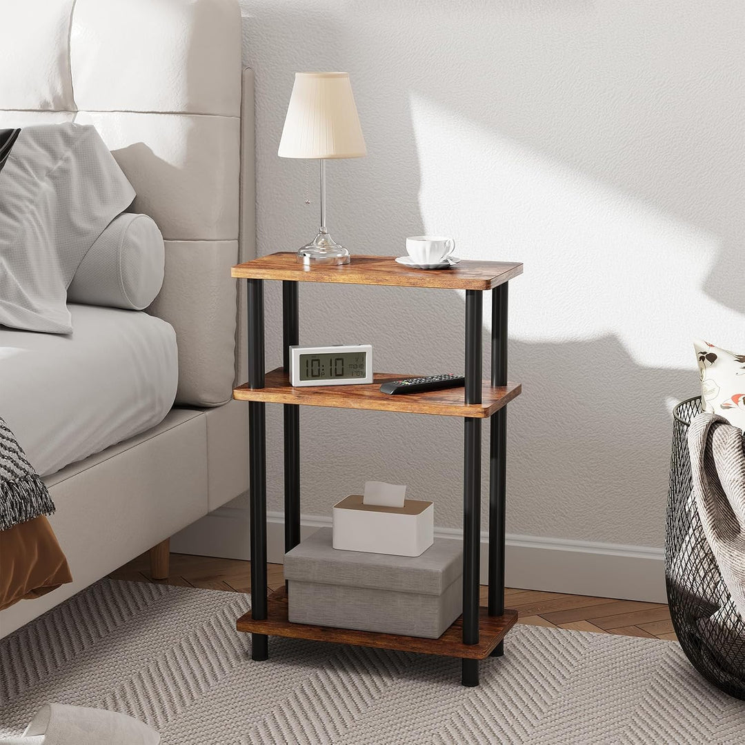 APICIZON Beistelltisch Schmal 3 Tier Beistelltisch Holz, 40x18x61.5CM, Nachttisch Schmal mit Staurau