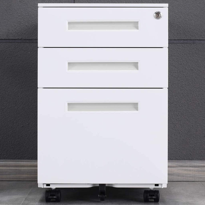 Aktenschränke, Büro-Rollcontainer,Rollcontainer, inkl. 3 Schübe Bürocontainer mit Anti-umkippen-mech