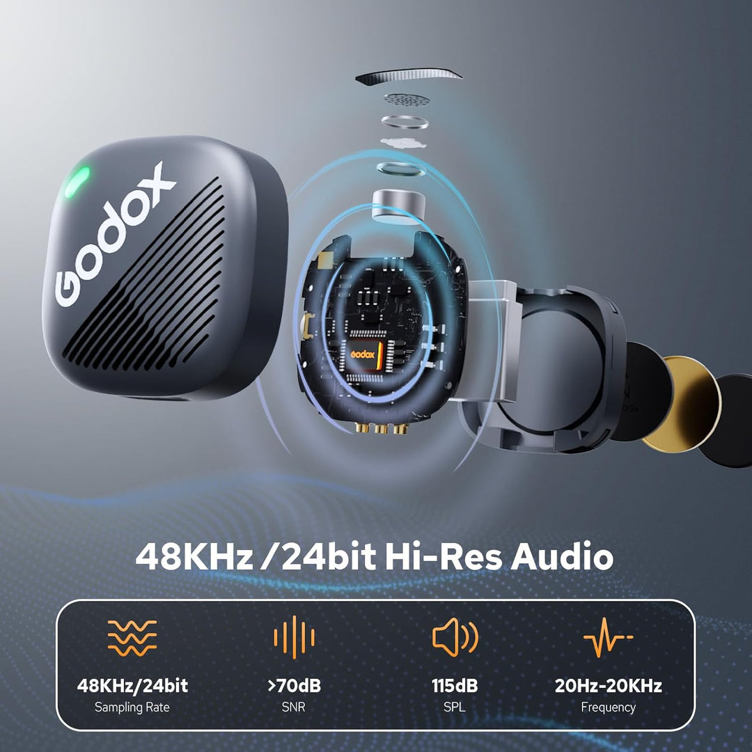 Godox Cube C Combo Kit2, Microphone Wireless Kompatibel für Kamera/Smartphone/iPhone, Rauschunterdrü