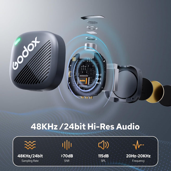 Godox Cube C Combo Kit2, Microphone Wireless Kompatibel für Kamera/Smartphone/iPhone, Rauschunterdrü