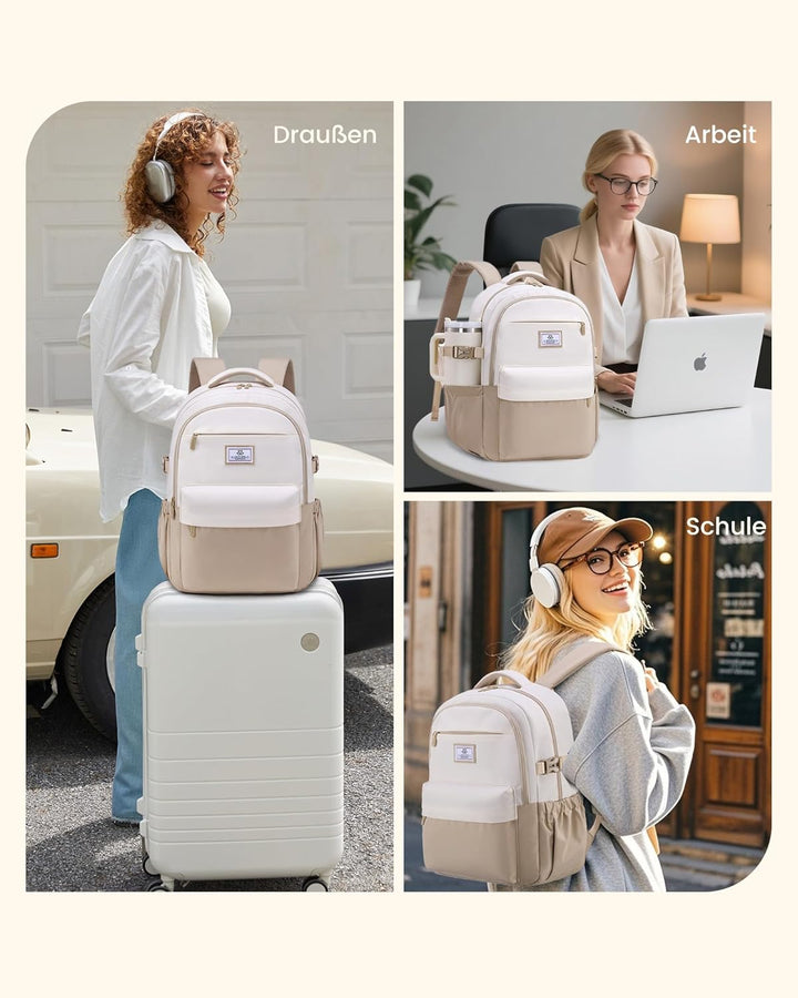 LOVEVOOK Rucksack Damen 17,3 Zoll Laptop Schulrucksack Mädchen Teenager, Wasserdichter Schultasche B