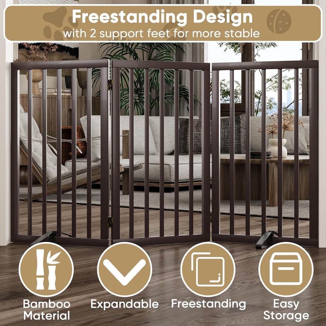 Freistehendes Hundegitter, Faltbares Hundebarriere für Tür,Treppen,Flur,Küche &amp; Schlafzimmer, Freist