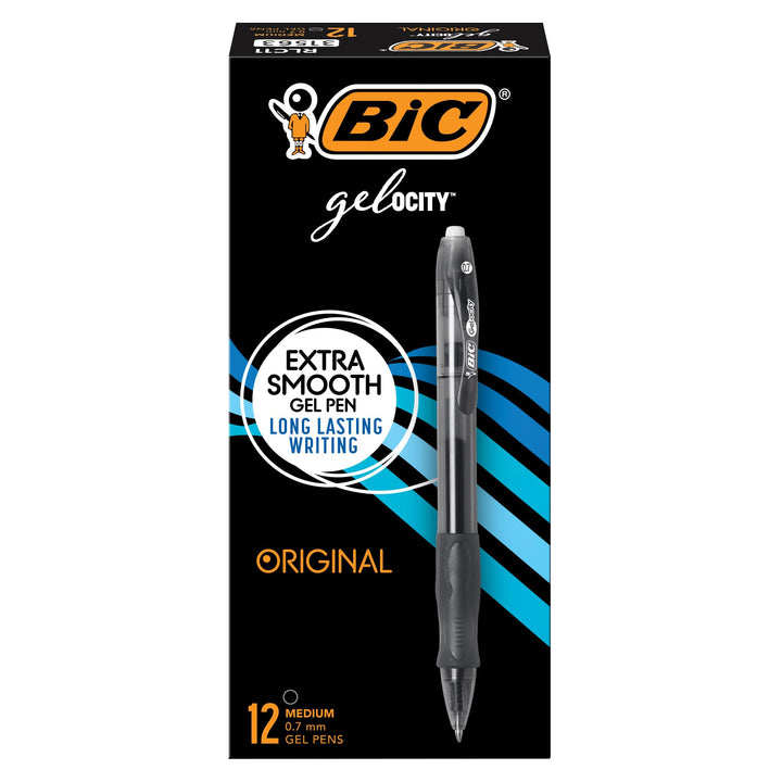 BIC Gel-ocity Retractable Gel Pen, Medium Point (0.7 mm), Black, 12-Count by 12 stück (1er Pack) Sch