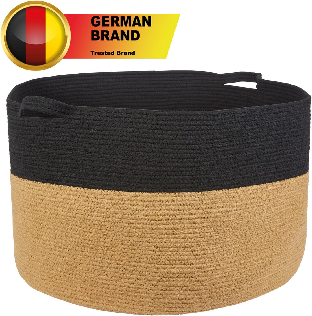Faltbarer Wäschekorb Wäschesack rund 120L D61xH40cm Wäschetonne Korb extra gross geflochten aus Baum