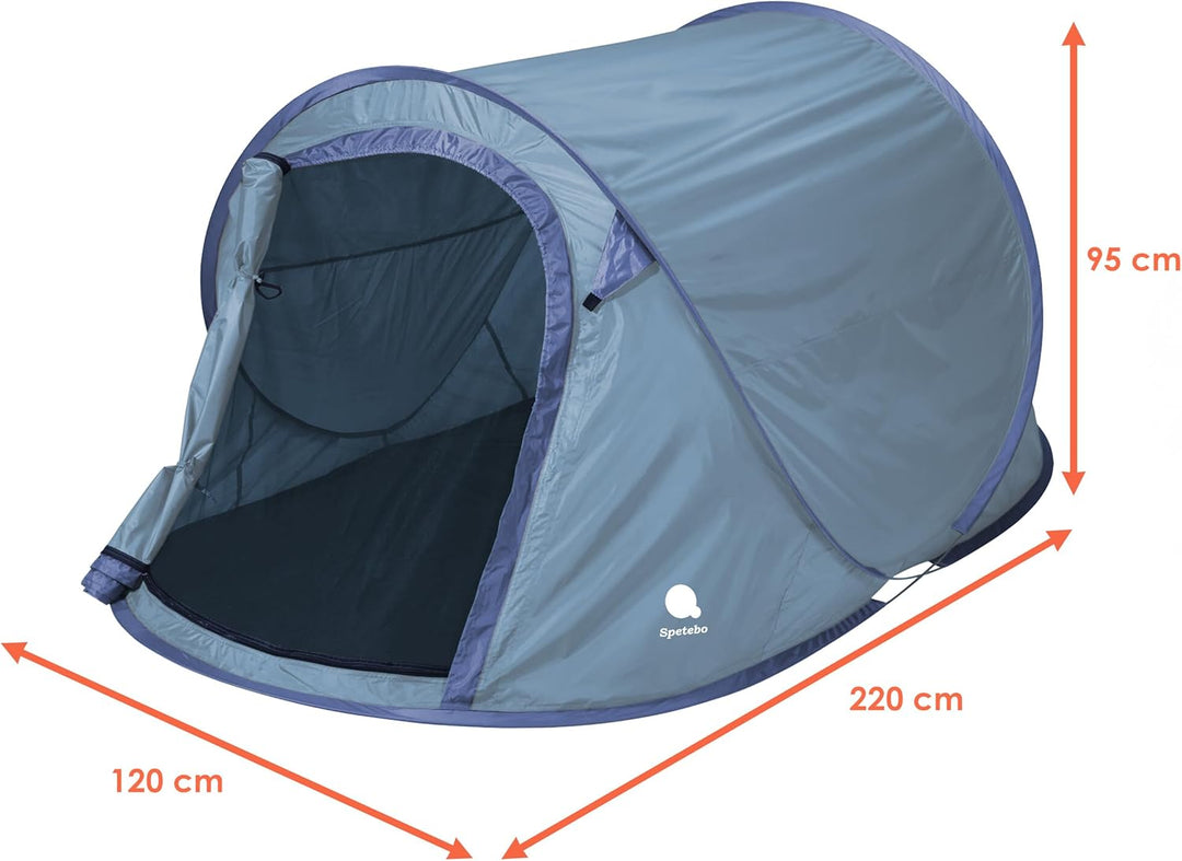 Pop Up Wurfzelt für 2-3 Personen in blau, grün oder Silber - Trekking und Camping Sofortzelt - Autom