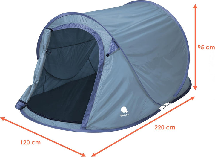 Pop Up Wurfzelt für 2-3 Personen in blau, grün oder Silber - Trekking und Camping Sofortzelt - Autom