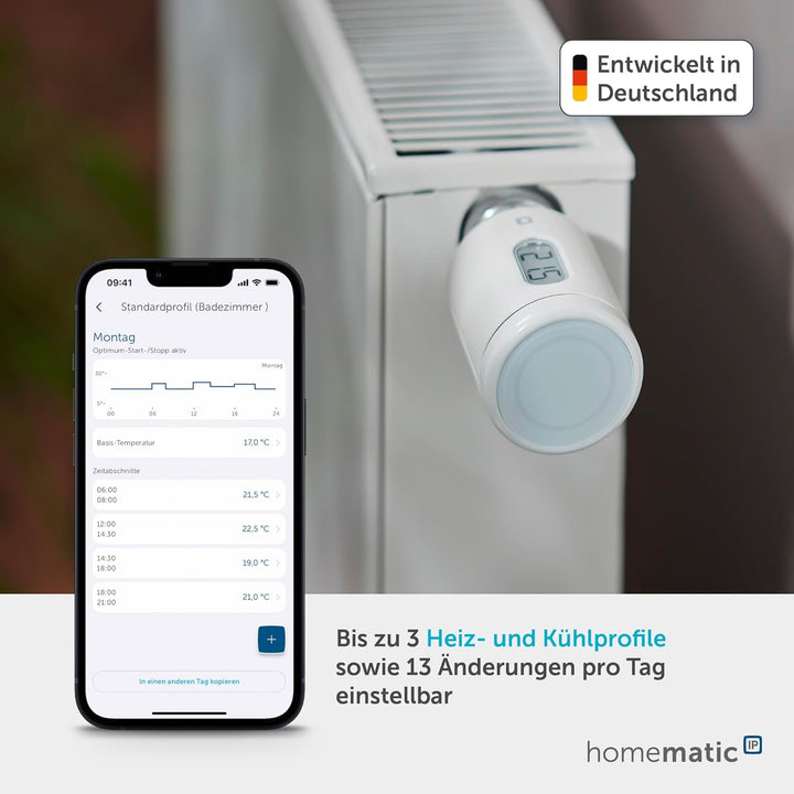 Homematic IP Smart Home Heizkörperthermostat – Pure, digitaler Thermostat Heizung, Steuerung per App