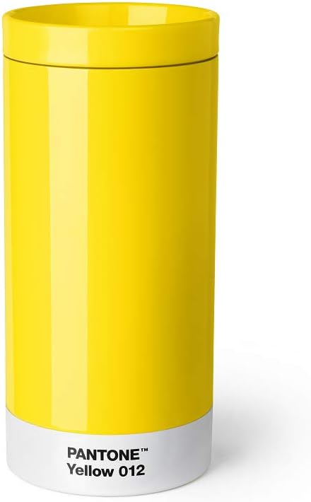 Pantone Reisebecher, Edelstahl, ABS, Yellow 012, 75 mm, Yellow 012