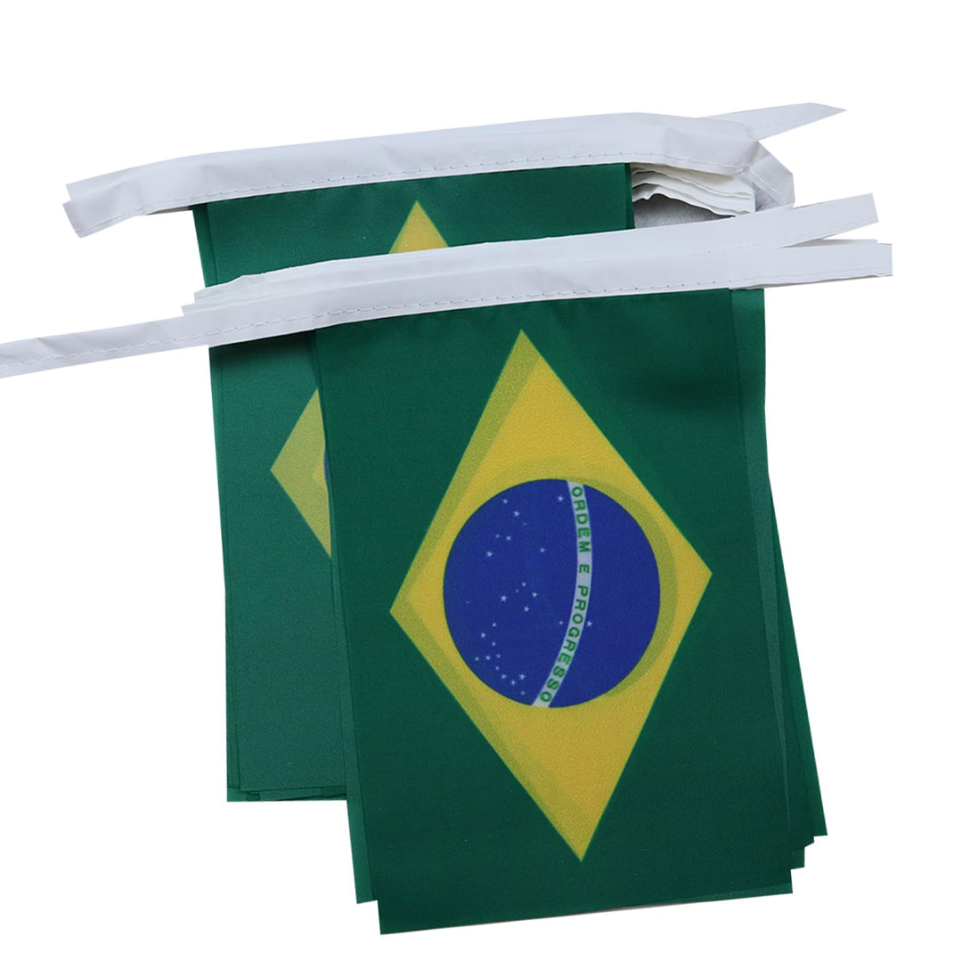 AZ FLAG FAHNENKETTE BRASILIEN 12 Meter mit 20 flaggen 45x30cm- BRASILIANISCHE Girlande Flaggenkette