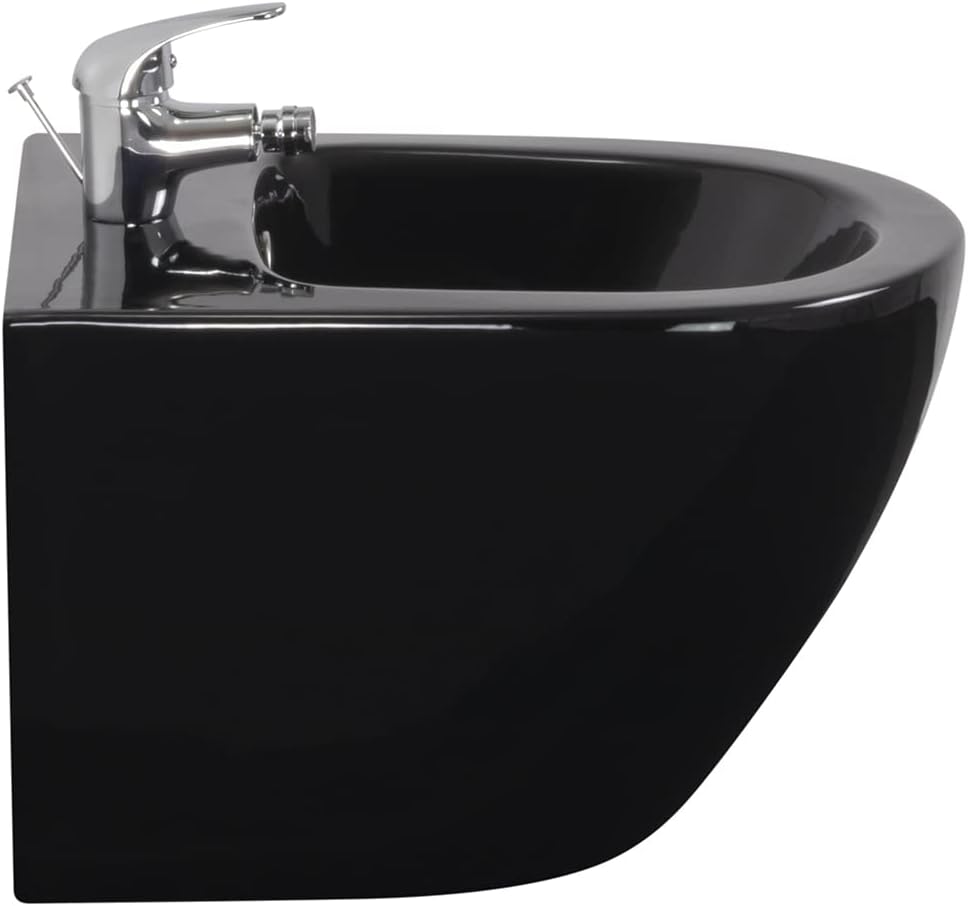 i-flair Wand-Hänge Bidet Franco mit Mischbatterie und Wandbefestigung - Schwarz, Schwarz