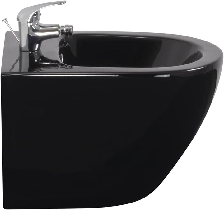 i-flair Wand-Hänge Bidet Franco mit Mischbatterie und Wandbefestigung - Schwarz, Schwarz