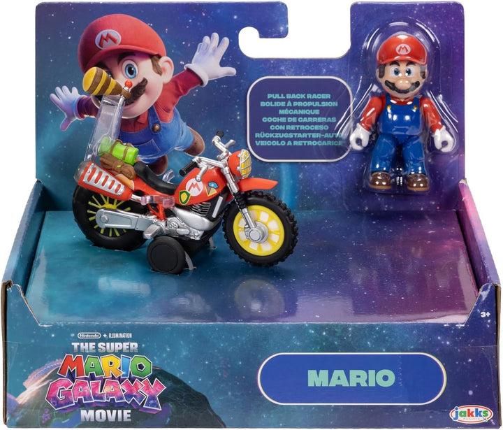„Super Mario Galaxy“-Film: Mario mit Motorrad – 2,5" / 6,35 cm grosse Actionfigur, offiziell lizenzi