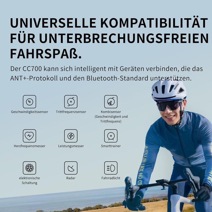 GEOID CC700 GPS Fahrradcomputer kabellos mit 2,8 Zoll Farbbildschirm – Fahrradtacho mit Route-Naviga