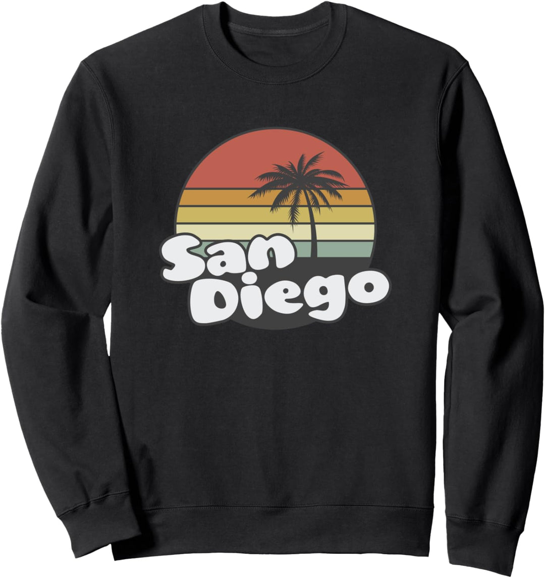 San Diego CA Retro Vintage Style Gestreift Sunset Sweatshirt