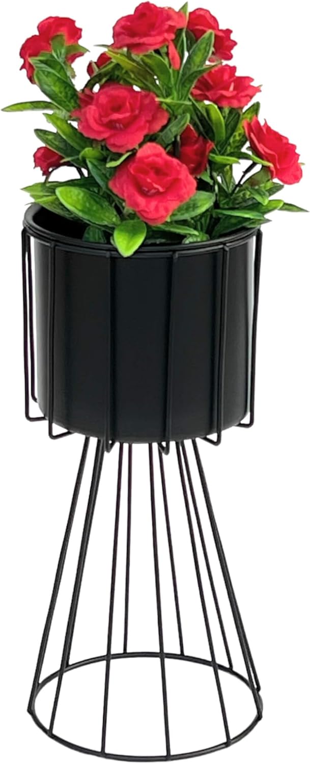 DanDiBo Blumenhocker Metall Schwarz 32 cm Blumenständer 96528 Blumensäule Modern Pflanzenständer Pfl