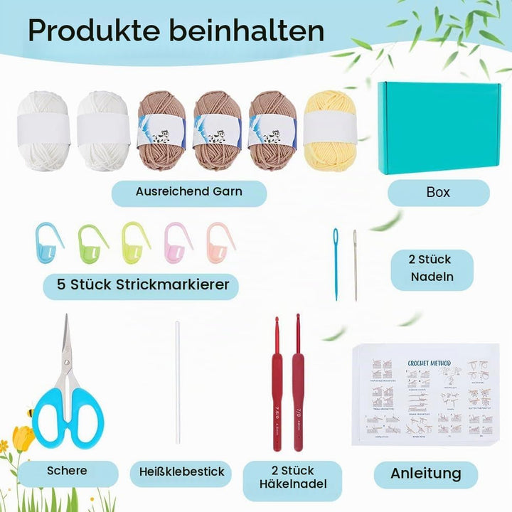 ORIGACH Gänseblümchen Häkelset Für Anfänger, DIY Oma-Quadrat-Tasche Starter Häkelset Für Erwachsene