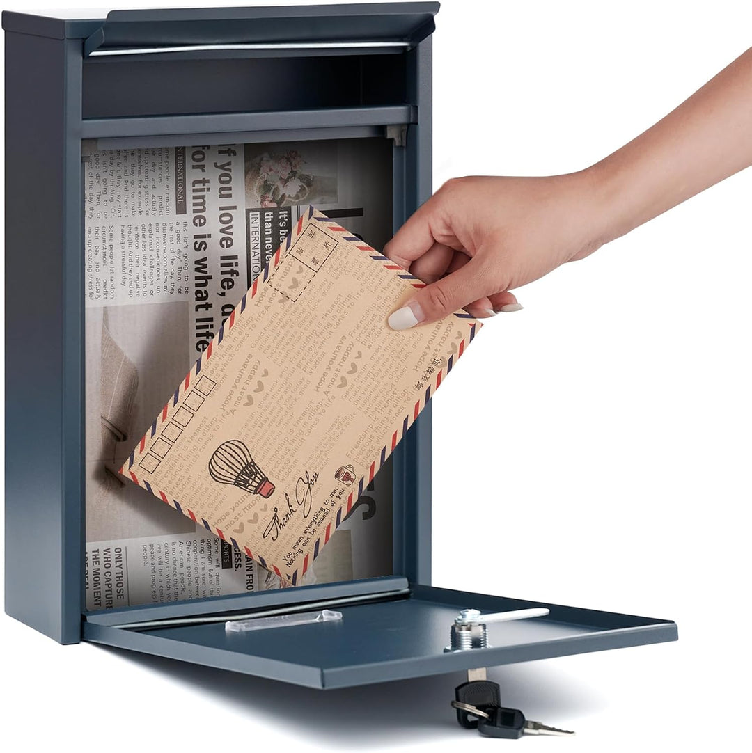 Zedelmaier XL personalisiert Briefkasten mit Edelstahl Namensschild Weiss Wandbriefkasten Postkasten