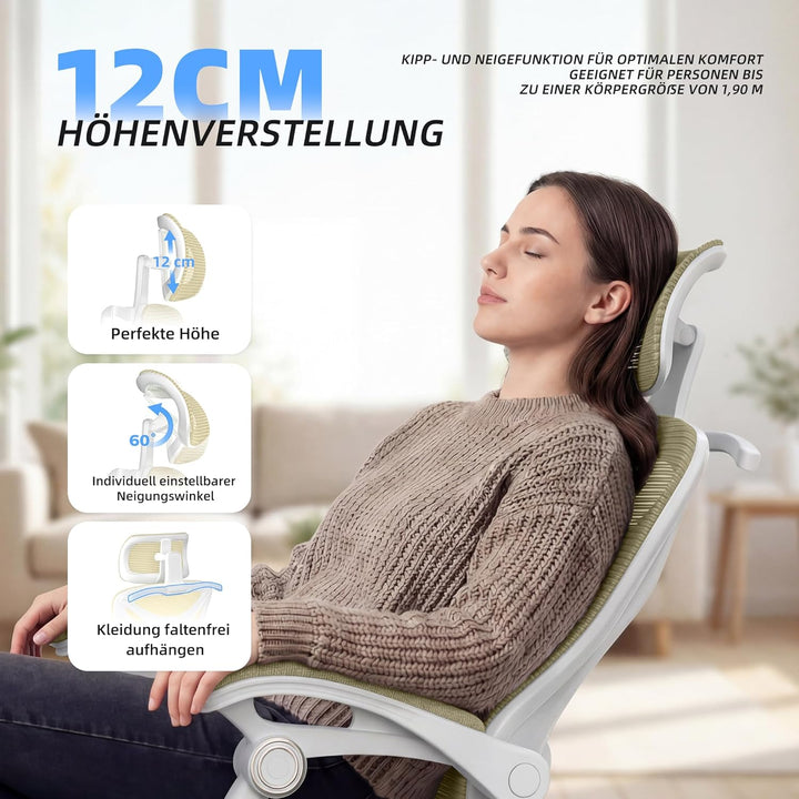 CYKOV Ergonomischer Bürostuhl mit Fussstütze, Büro Stuhl & Gaming Stuhl 150 kg+, 90-160° Verstellbar