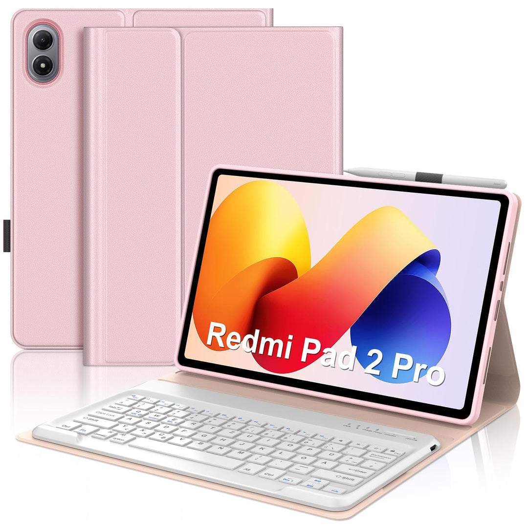 IVEOPPE Hülle mit Tastatur für Xiaomi Redmi Pad 2 Pro 12,1 Zoll 2025, Deutsches QWERTZ Keyboard, Blu