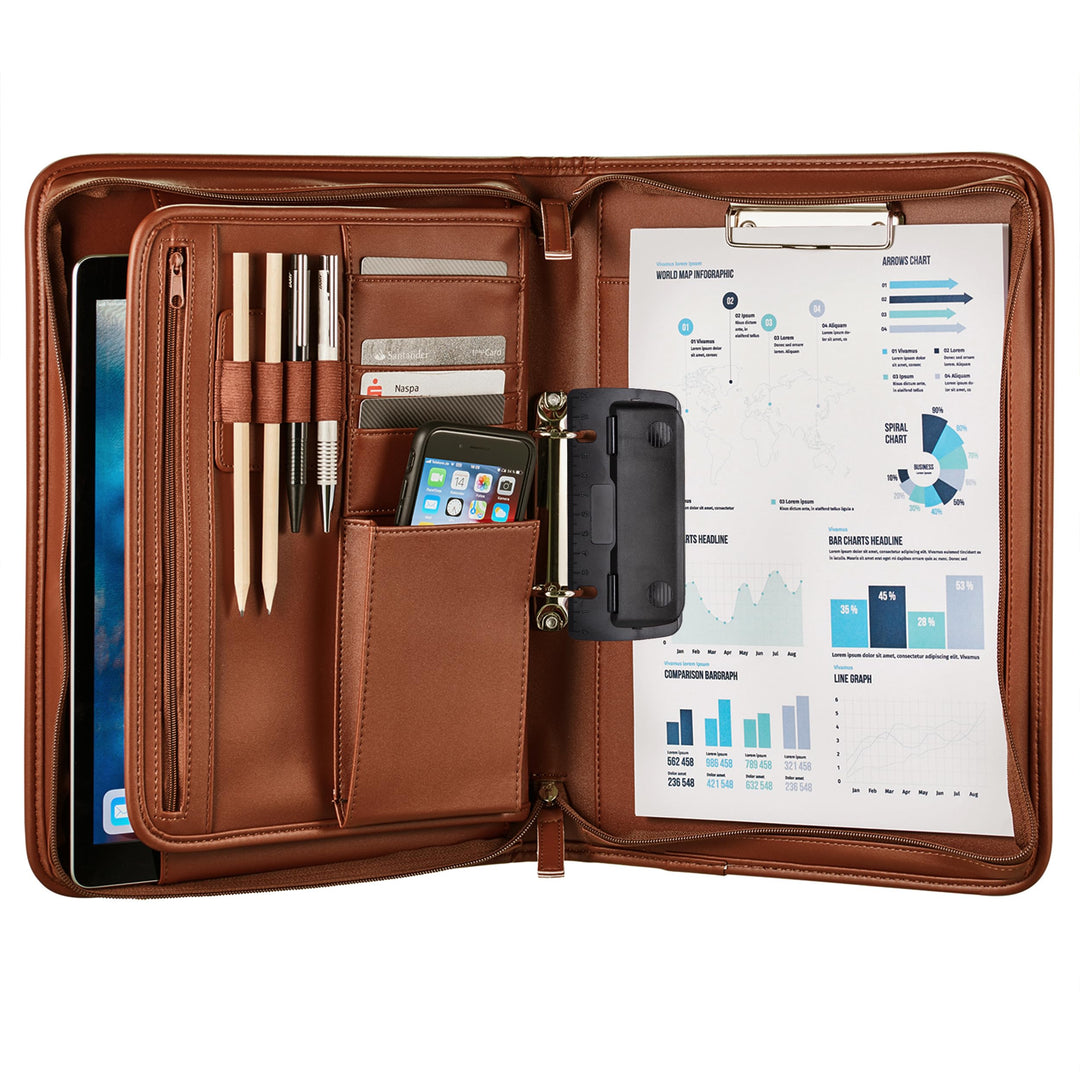 ONVAYA® Konferenzmappe A4 | braun | Aktenmappe | Businessmappe | Schreibmappe Block | strapazierfähi