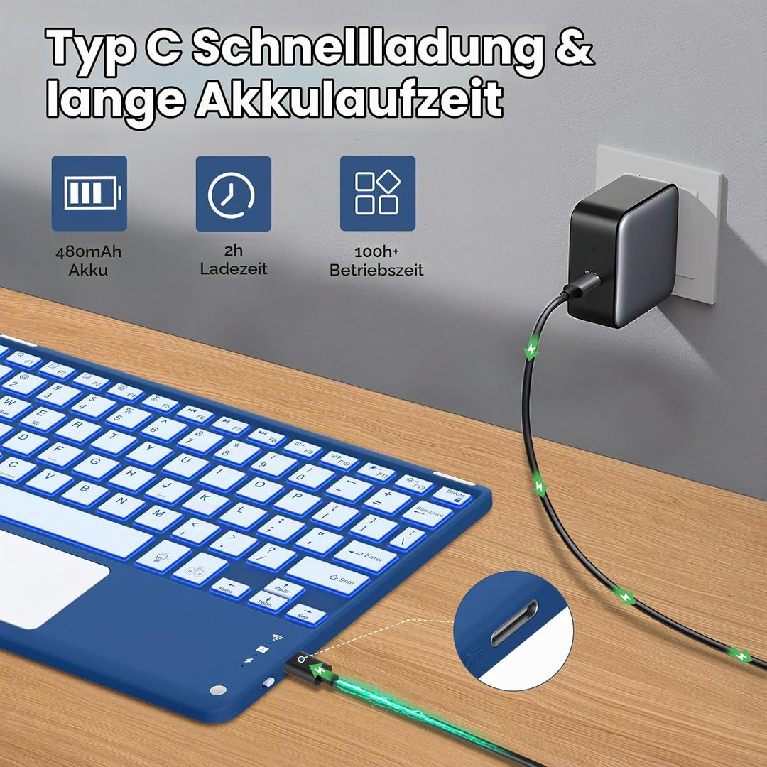 MoKo Touchpad Hülle mit Tastatur für iPad (A16) 11/10 Generation (11/10.9 Zoll) 2025/2022 mit Stifth