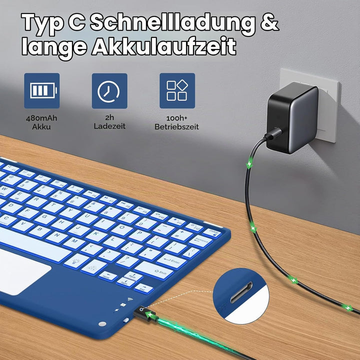 MoKo Touchpad Hülle mit Tastatur für iPad (A16) 11/10 Generation (11/10.9 Zoll) 2025/2022 mit Stifth