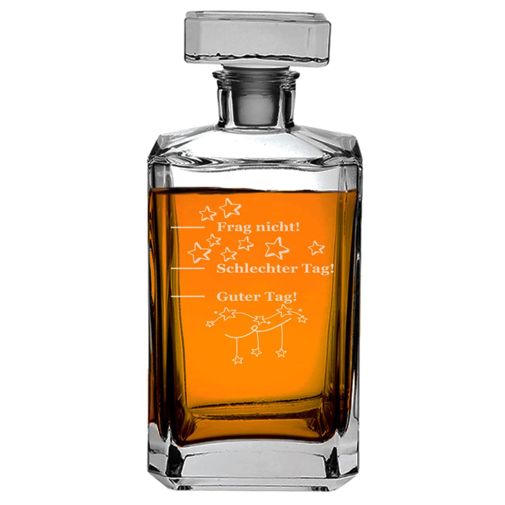 Guter Tag, Schlechter Tag, Frag nicht! Whiskey Karaffe mit Gravur 700ml, Geschenk für Papa (Bourbon)