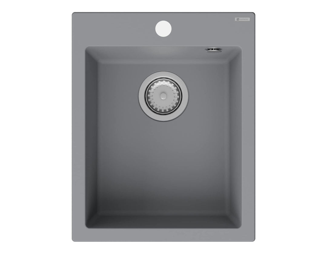 GRANMASTER Ivo Spülbecken Küche - mit 1 Becken - Granitspüle mit Siphon Waschbecken Küche - Einbausp