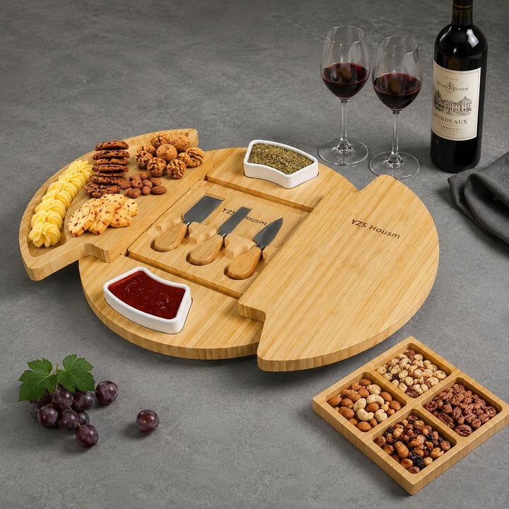 Louis Donné Käsebrett mit Käsewerkzeugen, Käseplatte Charcuterie-Brett-Platten-Set Serviertablett fü