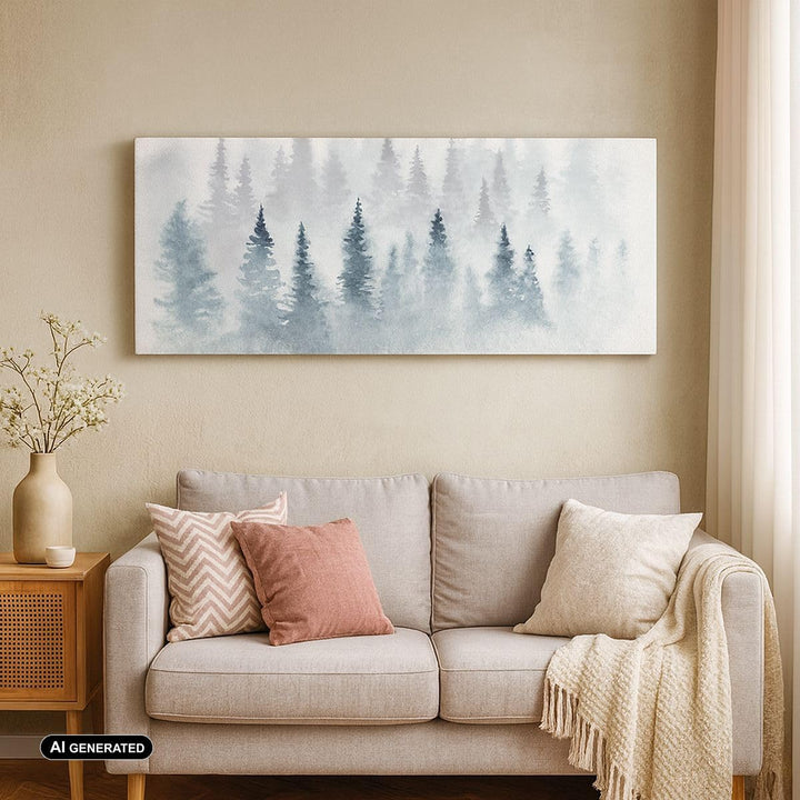 Wandbilder Dekoration Wohnzimmer Bäume Wald Natur Panorama Bilder auf Leinwand 120x50cm Leinwandbild