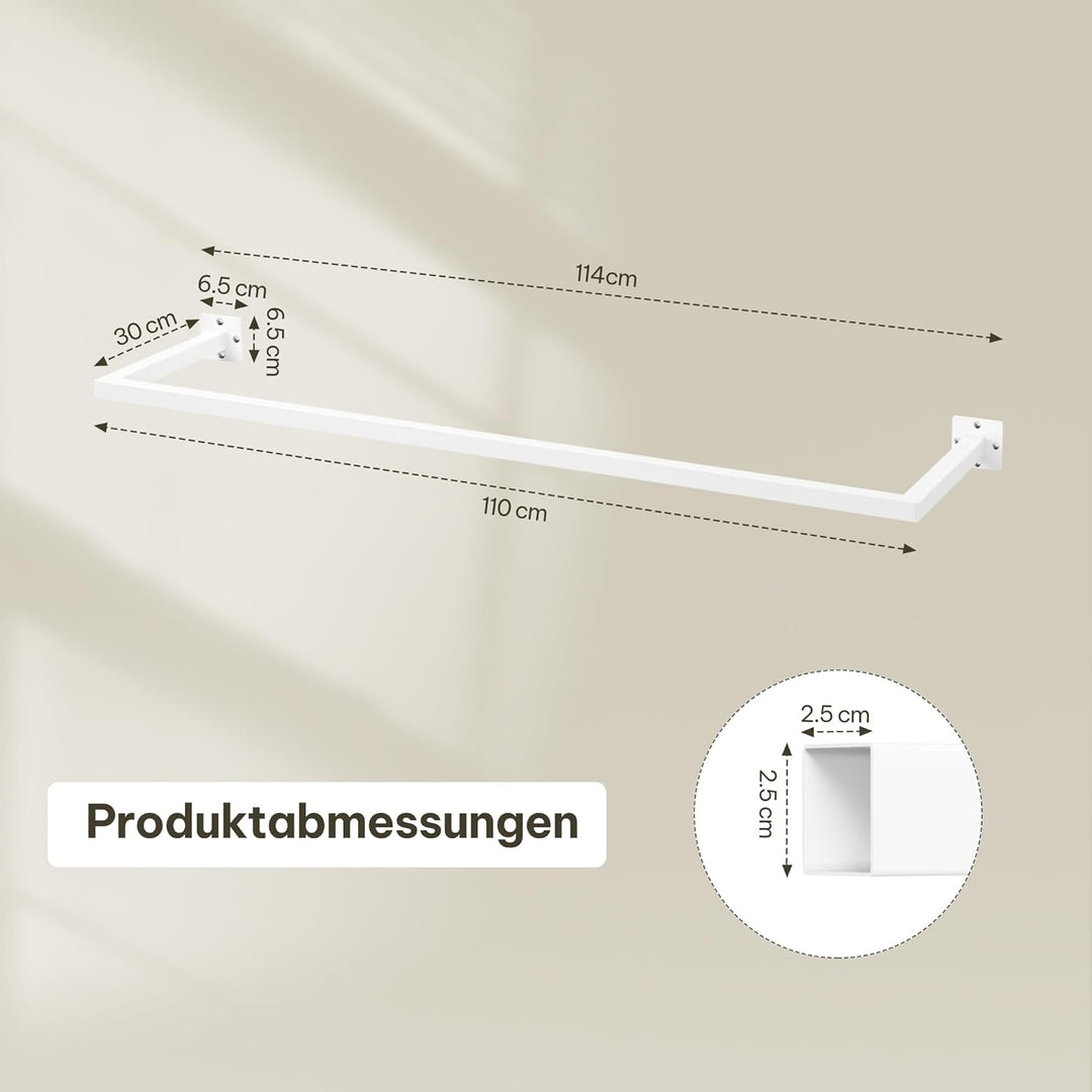 eSituro Kleiderstange Wandmontage, Garderobe Rohr industrial, für Flur Küche Wohnzimmer Badezimmer,
