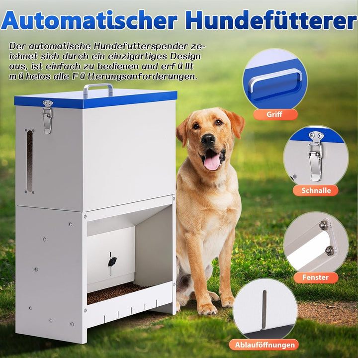 Automatischer Hundefütter für grosse Hunde im Freien 10kg Hundefütterspender Verzinkte Fütterung Met