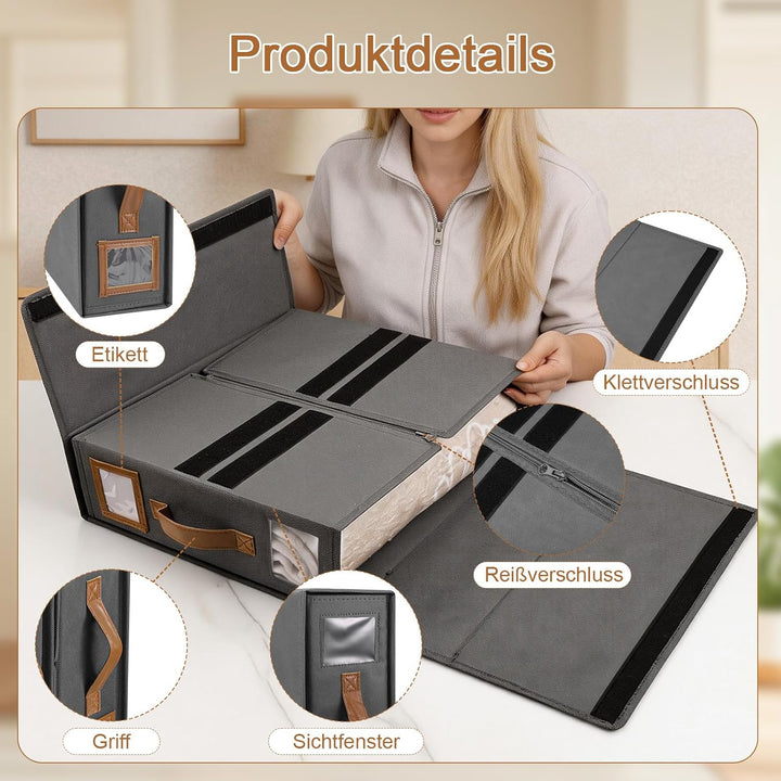 JIZZU 3 Stück Bettwäsche Aufbewahrung Organizer, 38 x 32 x 11,5 cm Unterbett Aufbewahrungsbox, Faltb